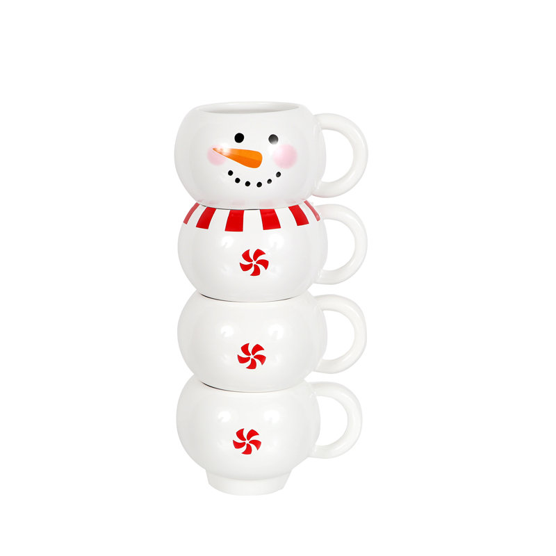 The Holiday Aisle Stackable Snowman 4 Piece Coffee Mug Set & Reviews